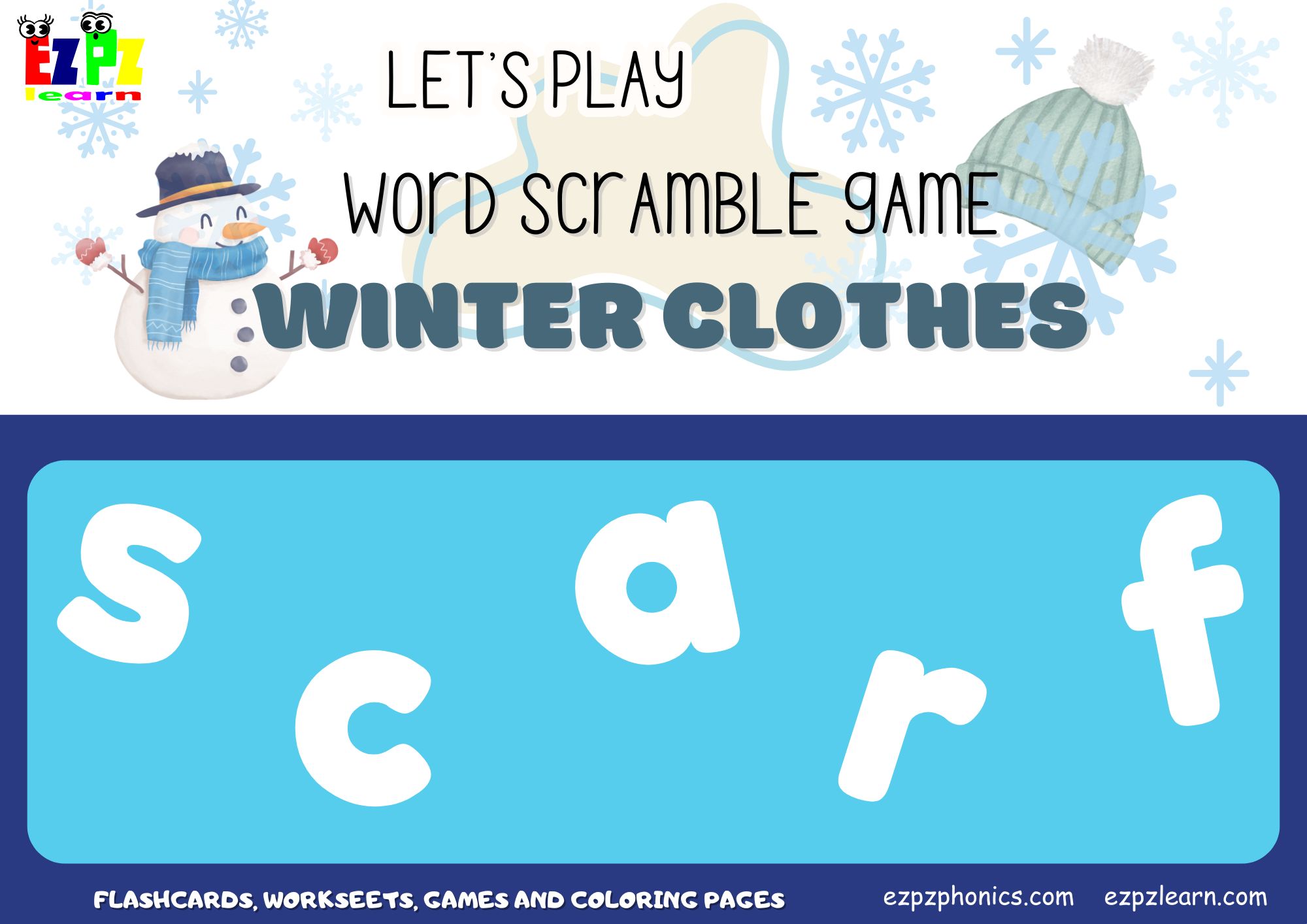 Winter Clothes Vocabulary Word Scramble Game. Great spelling game for ...