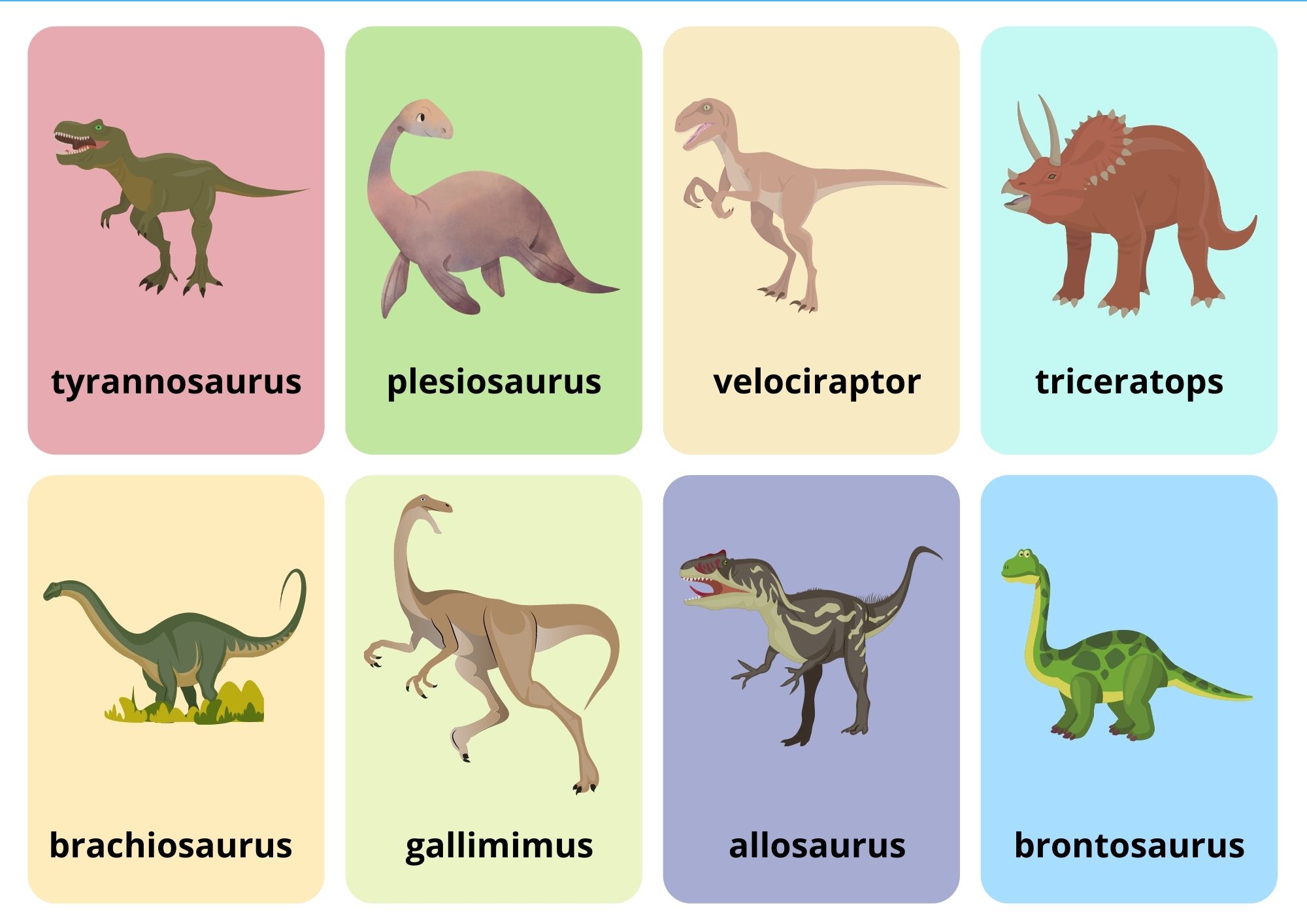 Dinosaur Flashcards No Words Online - Ezpzlearn.com