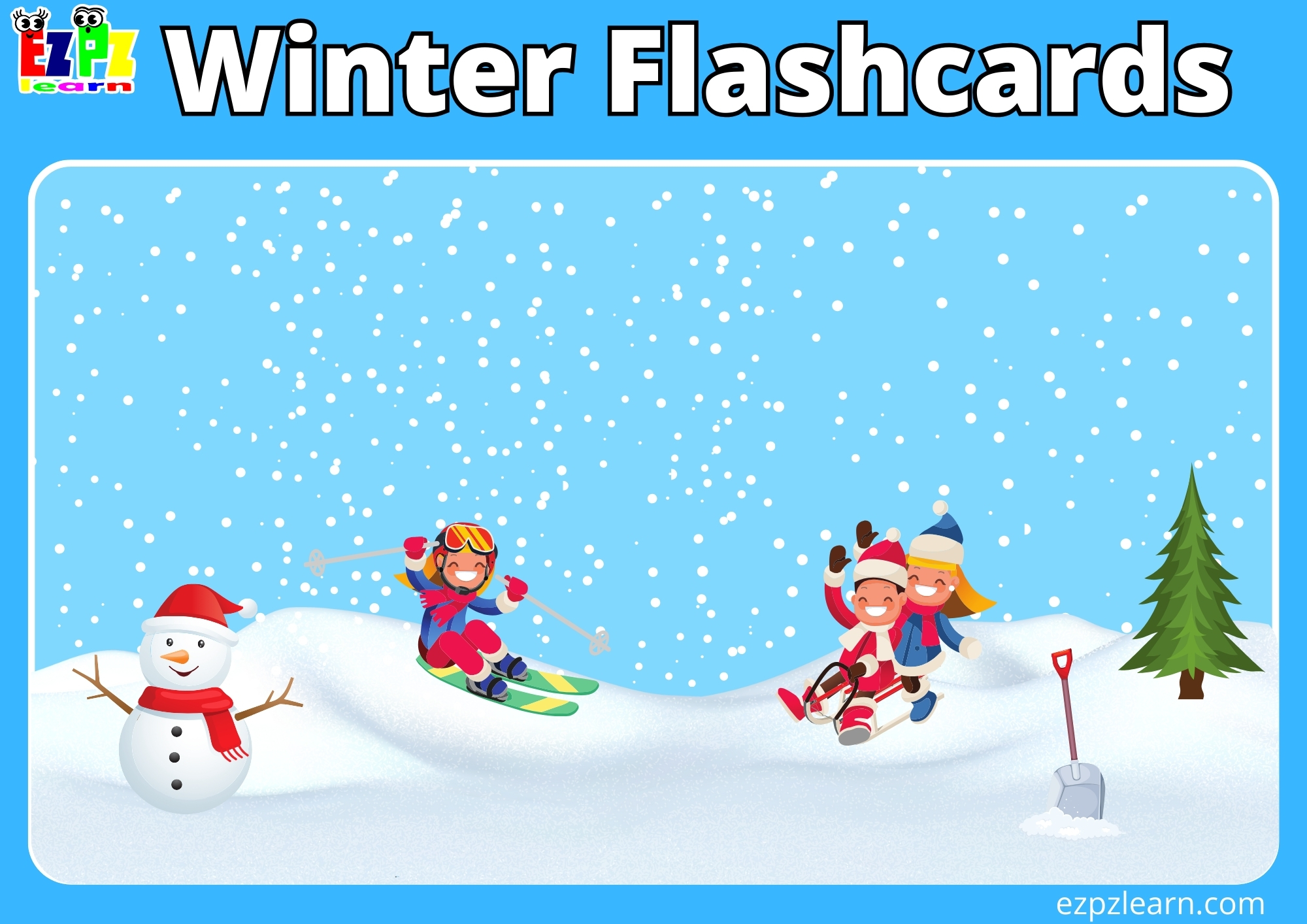 Winter Vocabulary Flashcards For Kindergarten And English Language 