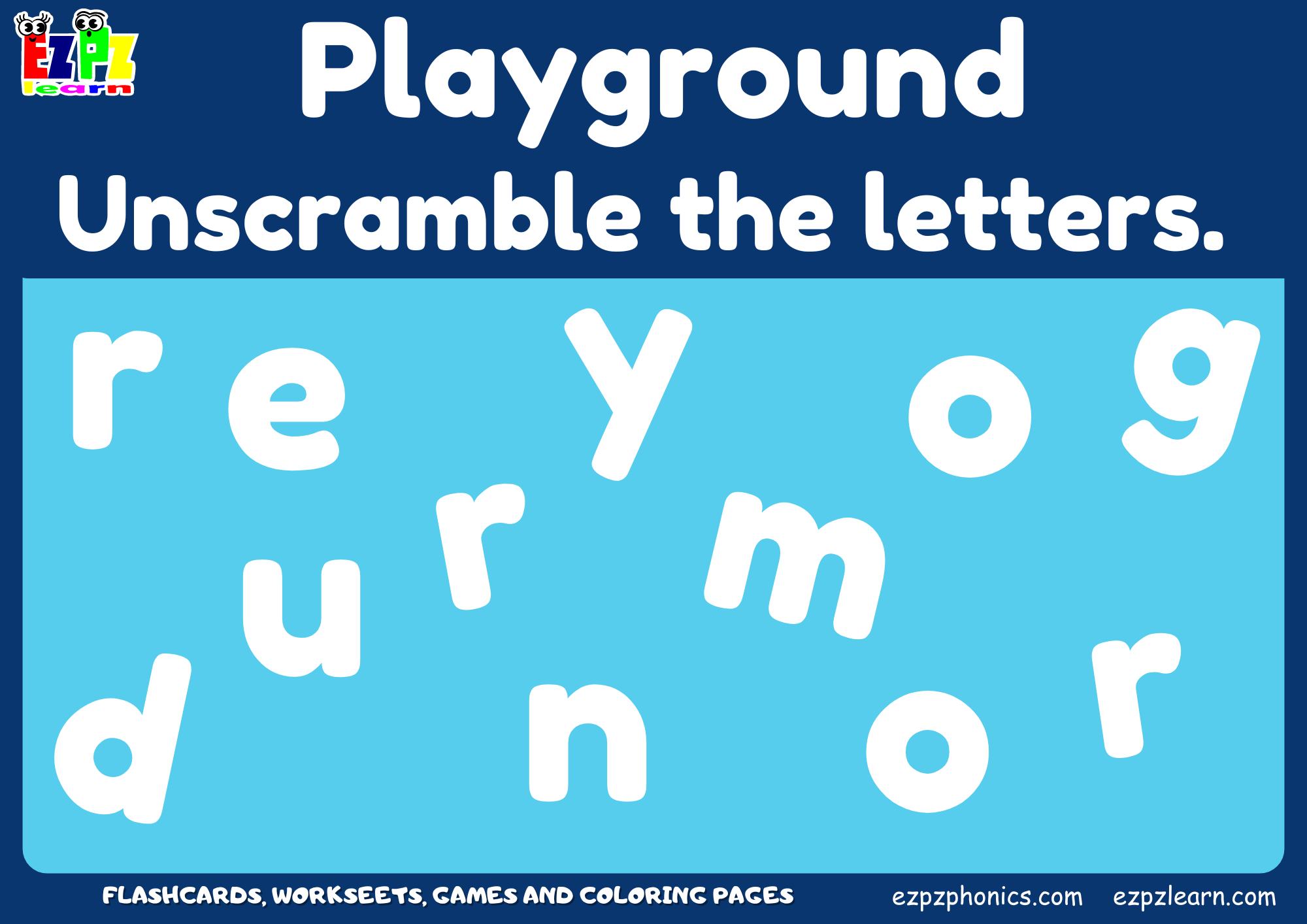 Playground Vocabulary Word Scramble Guessing Game. Great for kids and ...