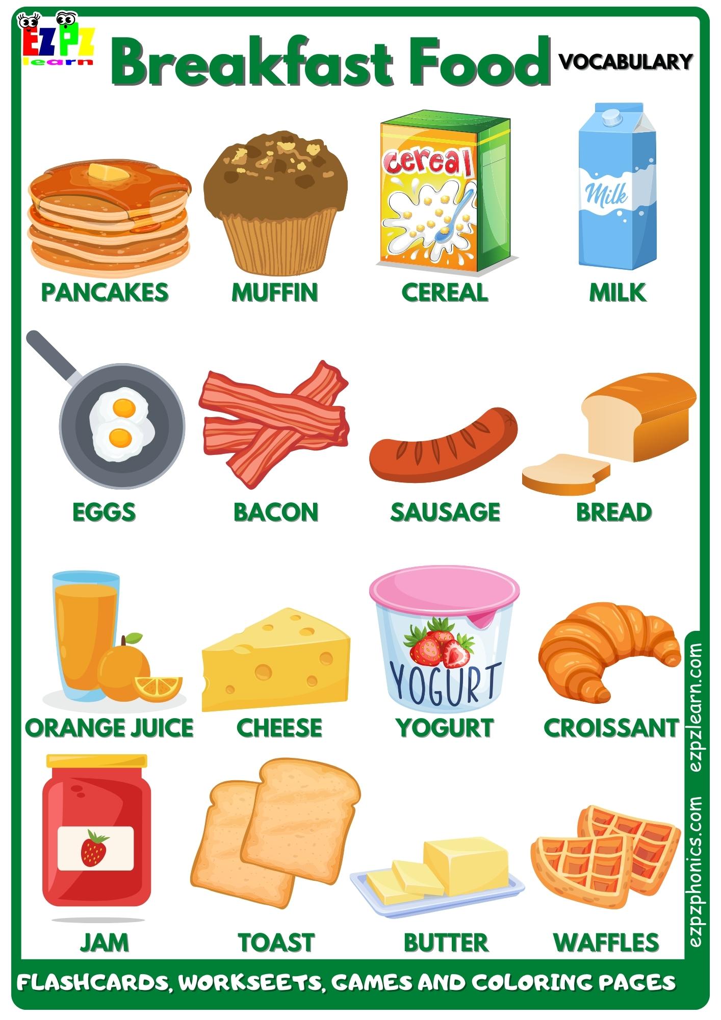 Breakfast Food - Ezpzlearn.com