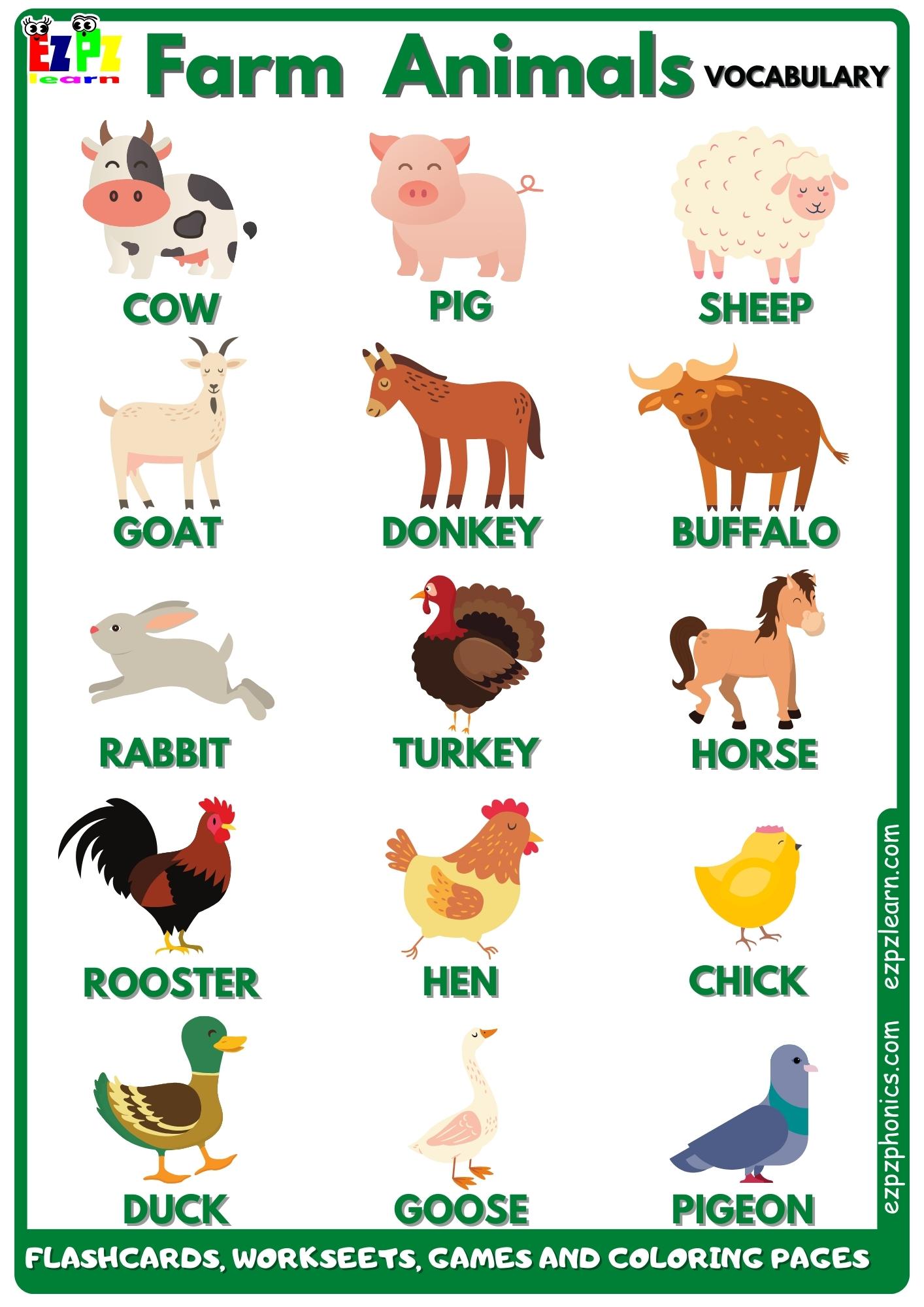 Farm Animals - Ezpzlearn.com