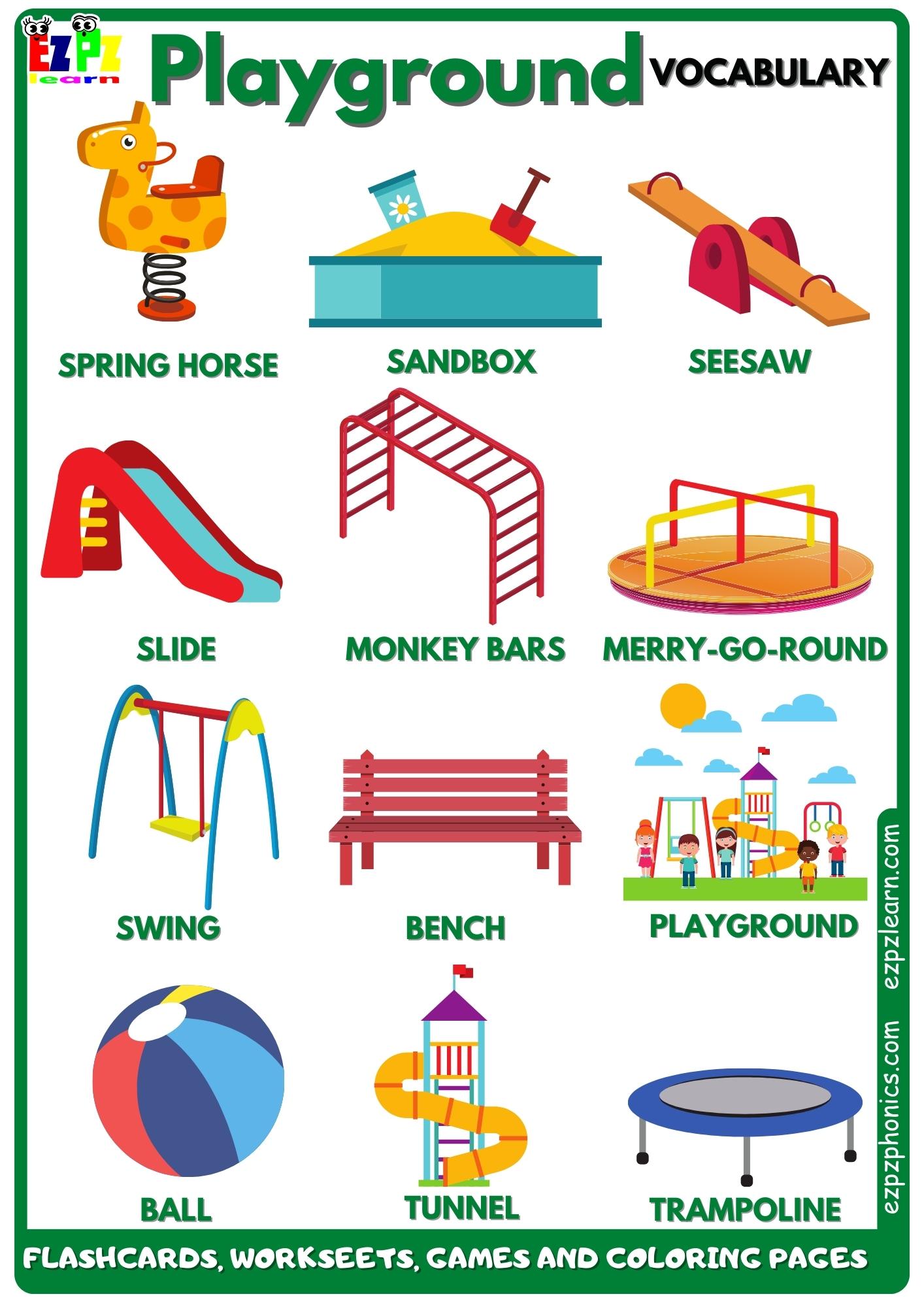 Playground Vocabulary Free English Vocabulary Flashcards, Worksheets,  Coloring Pages, Games and More for Homeschool and English Language Learners  