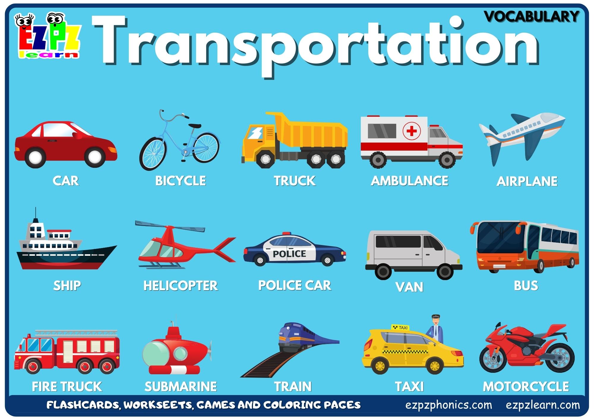 Means of Transport Vocabulary Flashcards