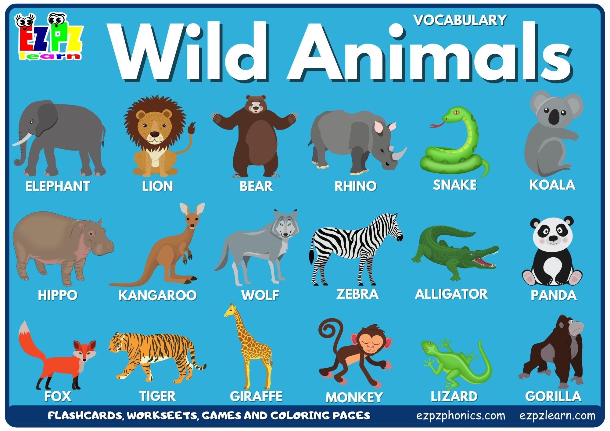 Wild Animals Vocabulary Picture Dictionary Join Now for Free