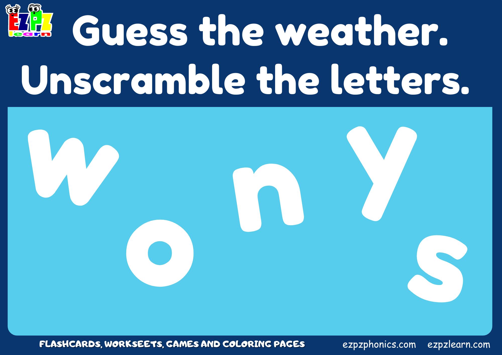 Weather Vocabulary Word Scramble Guessing Game. Great for kids and ...