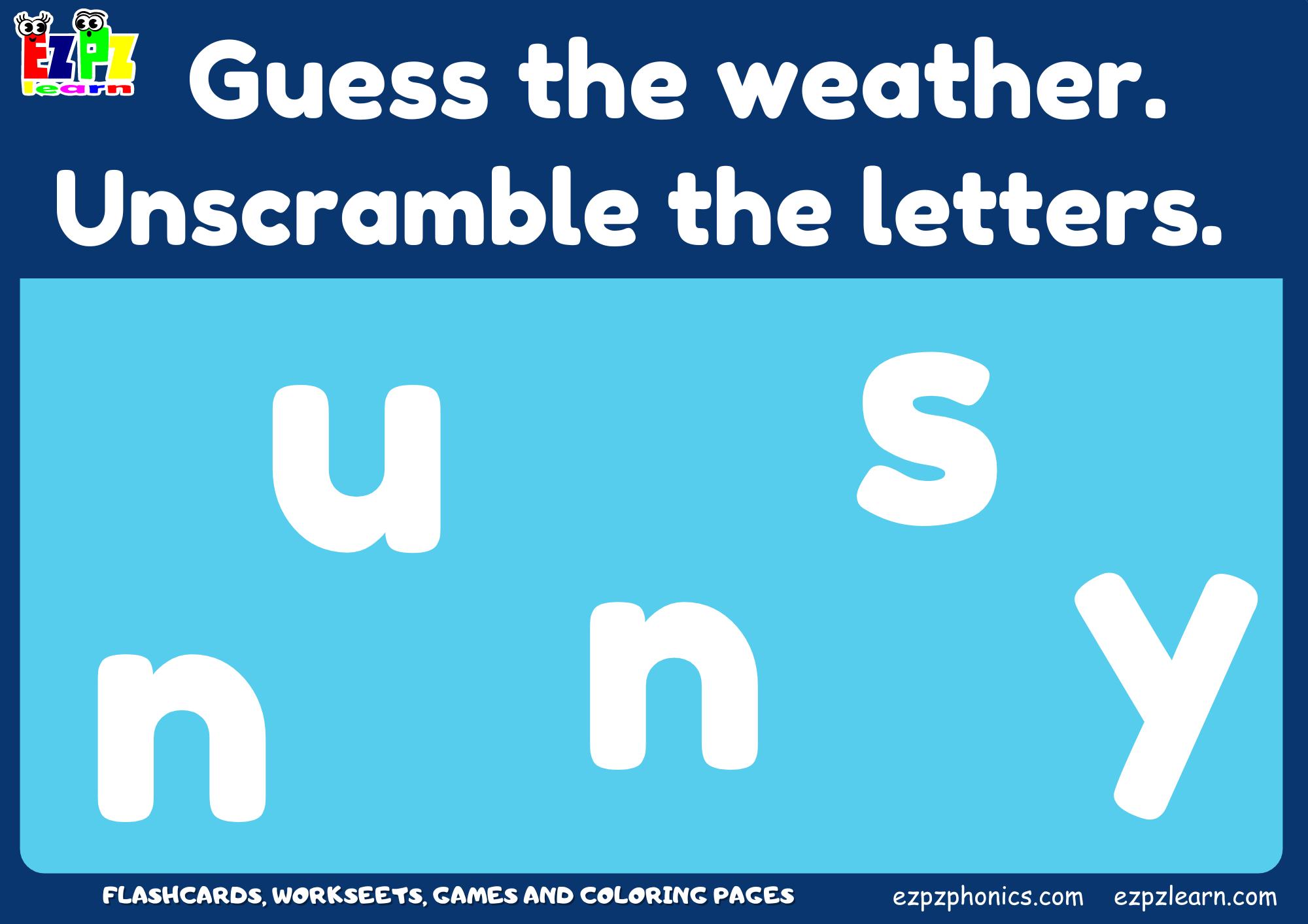 Weather Vocabulary Word Scramble Guessing Game. Great for kids and ...