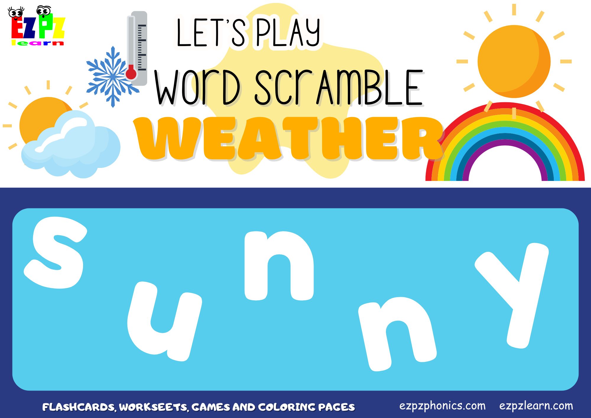 Weather Vocabulary Word Scramble Guessing Game. Great for kids and ...