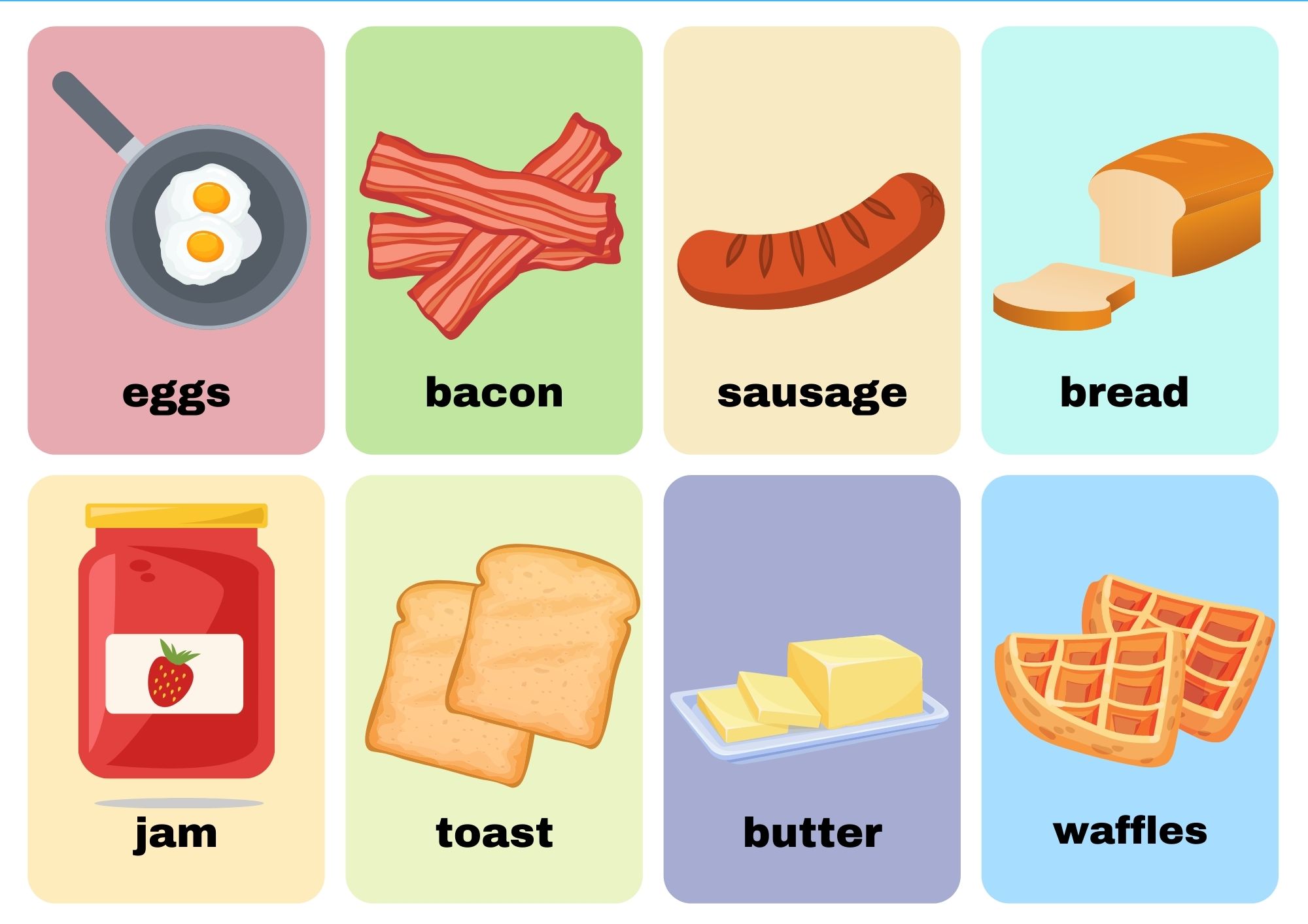 Breakfast Food Flashcards No words use online or PDF download ...