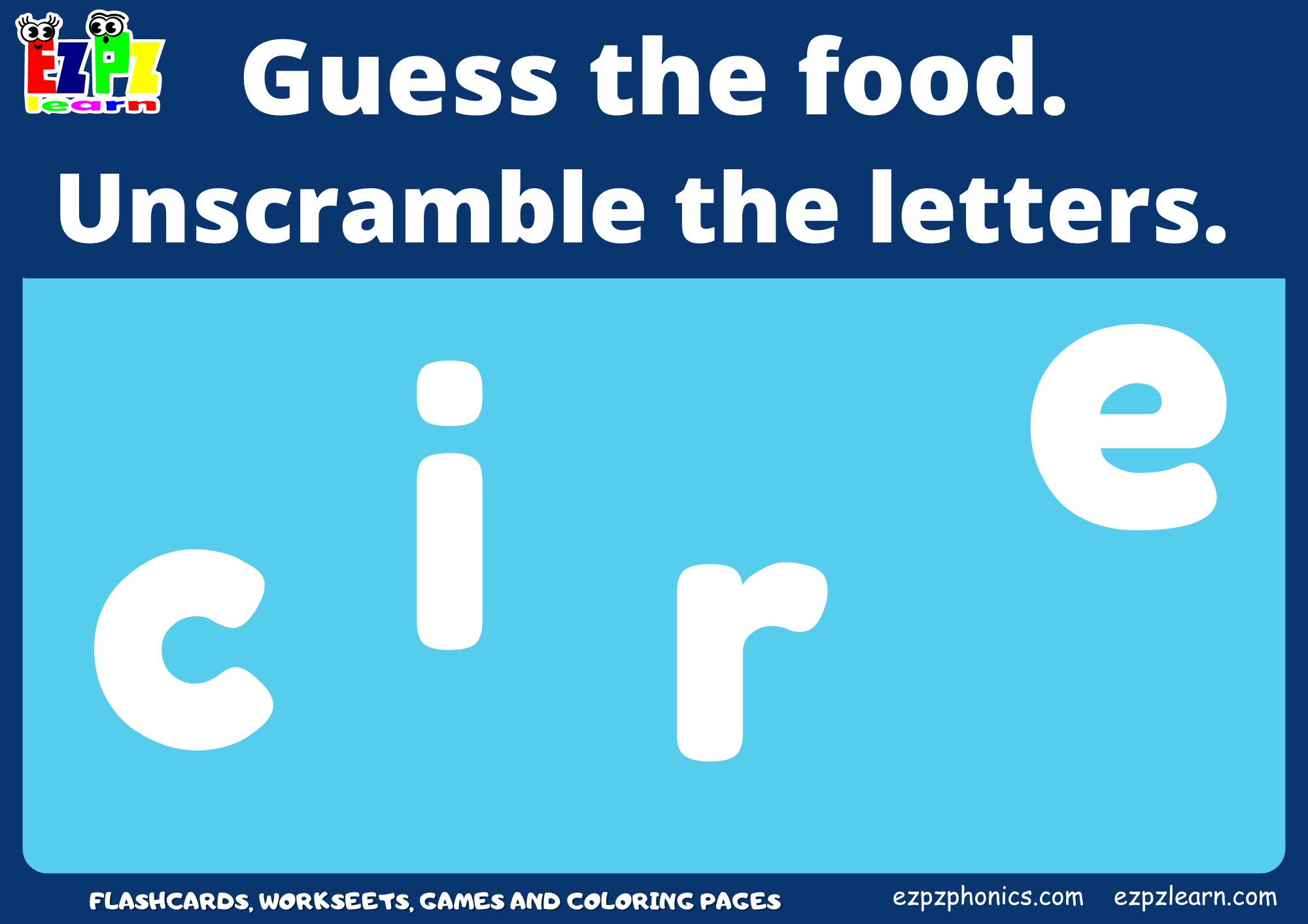 Food Vocabulary Word Scramble Guessing Game. Great for kids and English ...