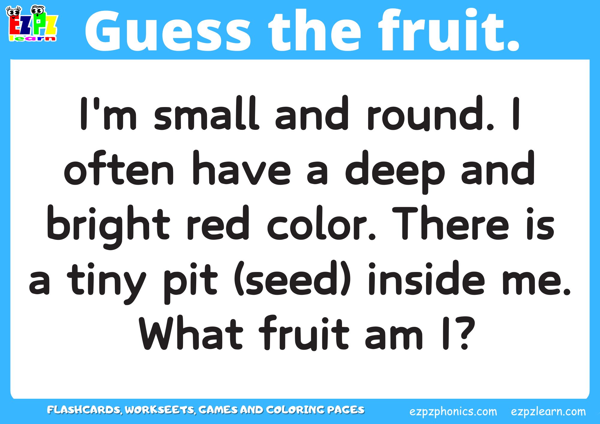 Fruit Guessing Game for Kids and ESL Students. Read the clues and then ...