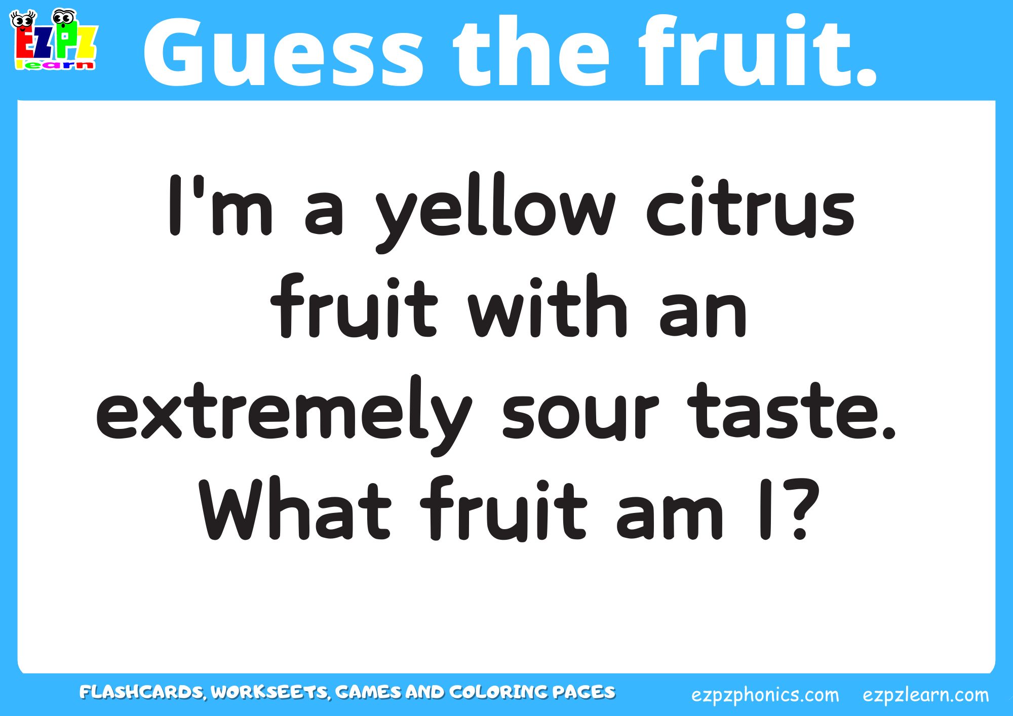 Fruit Guessing Game for Kids and ESL Students. Read the clues and then ...